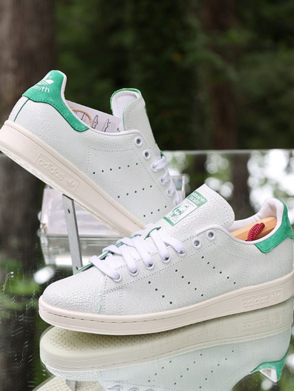 Adidas Stan Smith Cracked Leather White Green - Picture 3 of 13